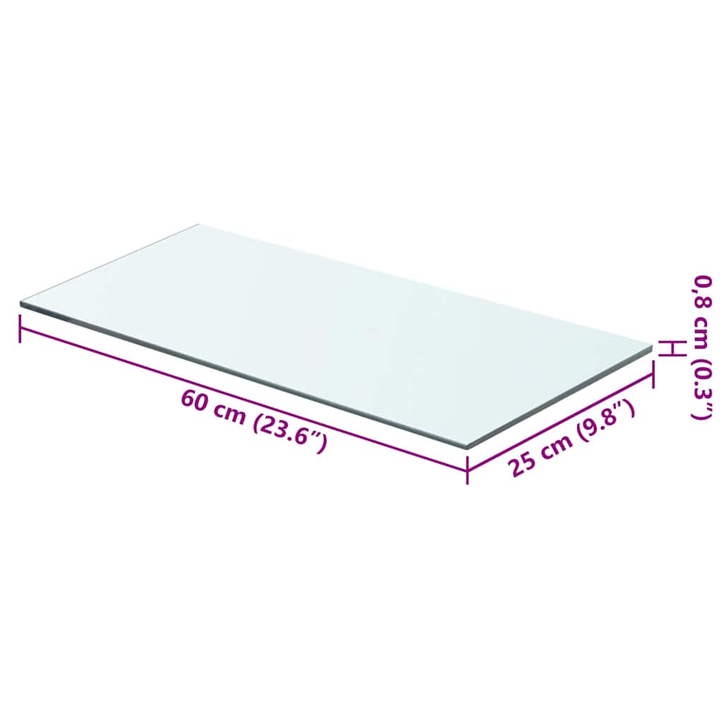Panneau pour étagère Verre transparent 60 x 25 cm