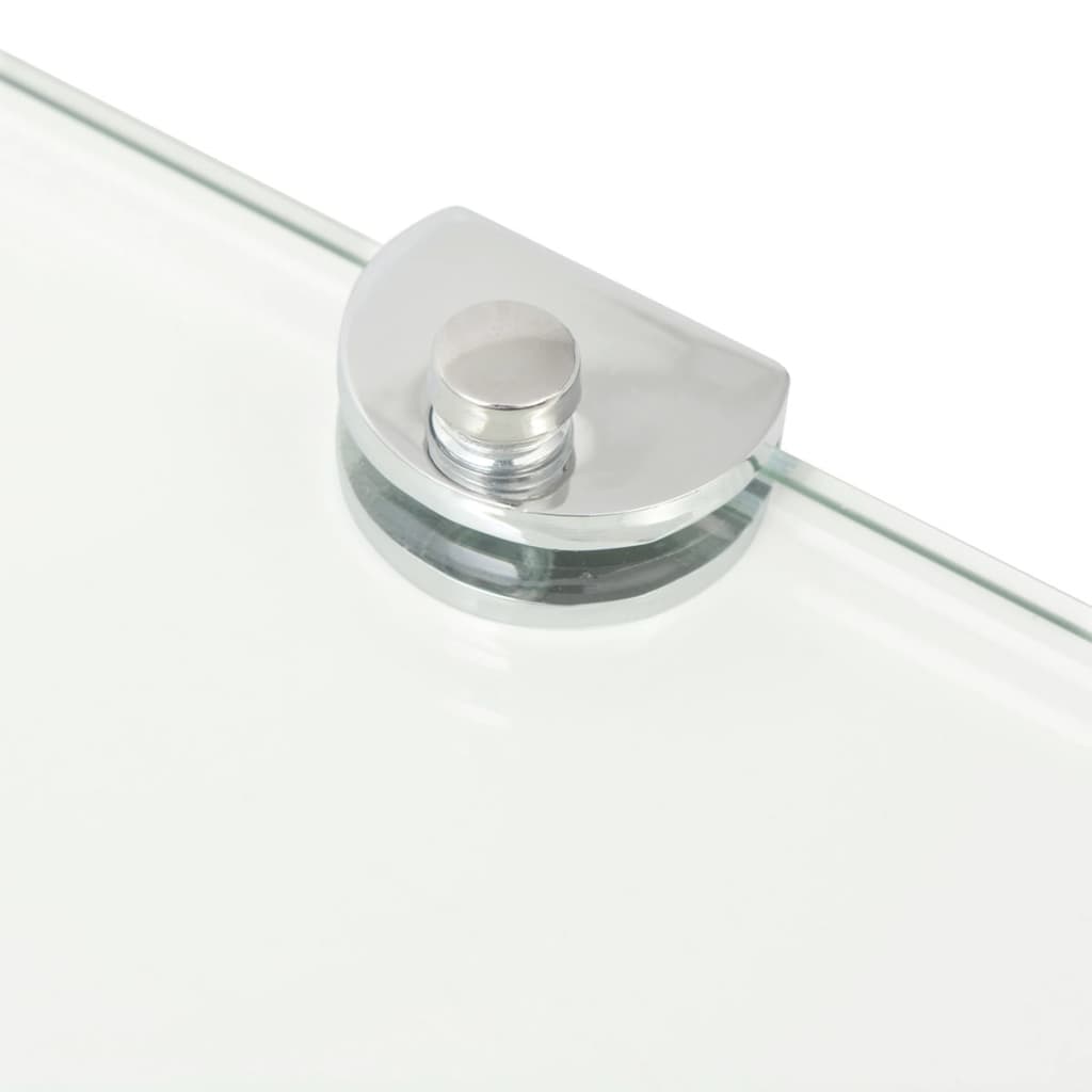 Étagère de coin et supports chromés Verre transparent 45x45 cm
