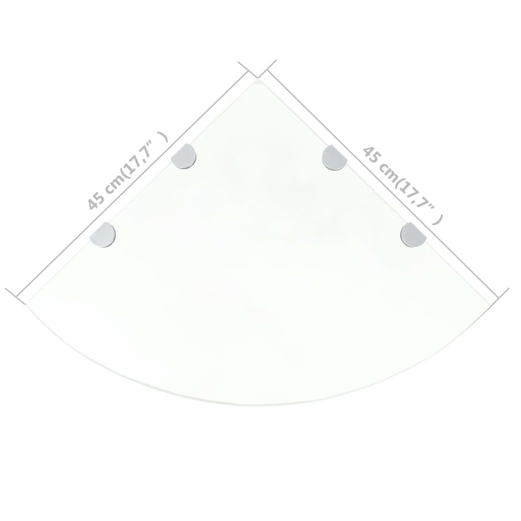 Étagère de coin et supports chromés Verre transparent 45x45 cm