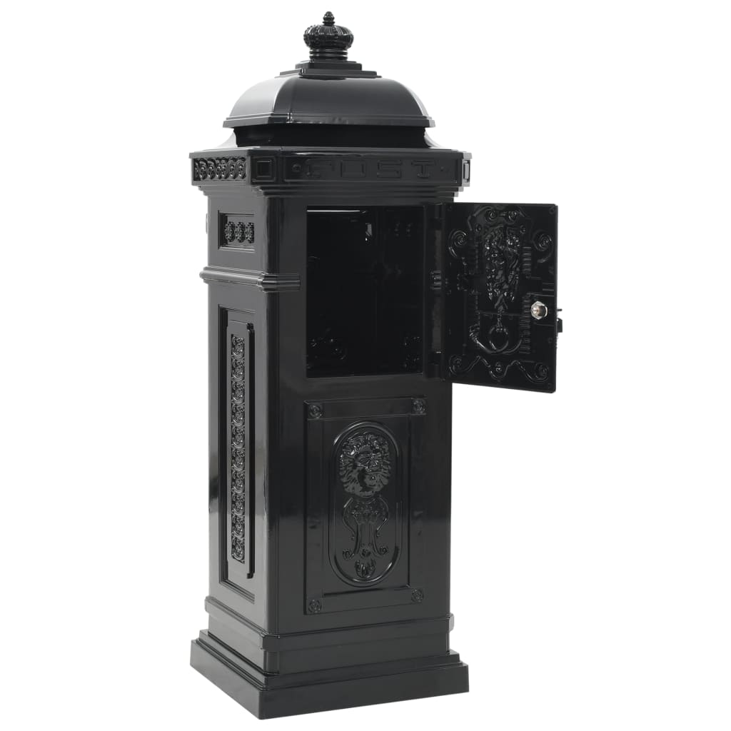 Boîte aux lettres à pilier Aluminium Vintage antirouille Noir