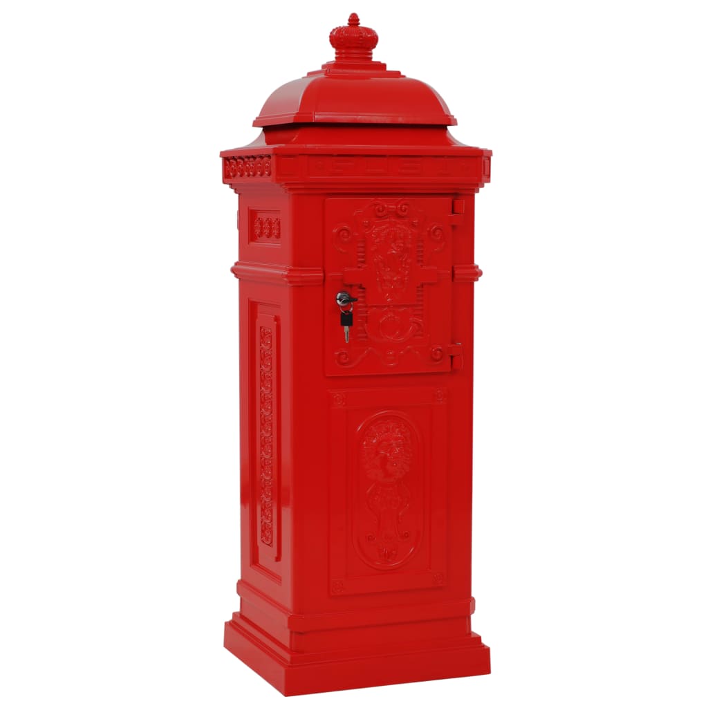 Boîte aux lettres à pilier Aluminium Vintage antirouille Rouge
