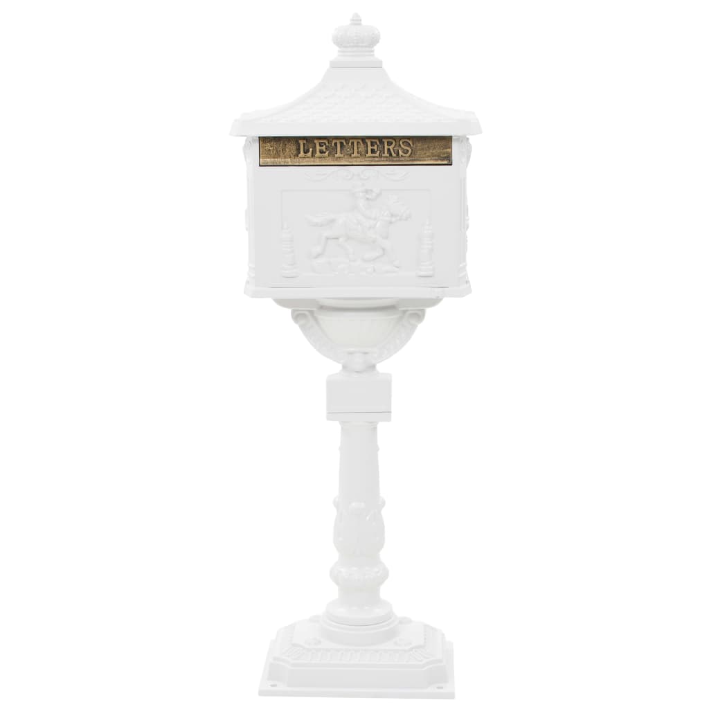Boîte aux lettres sur pied Aluminium Vintage Antirouille Blanc
