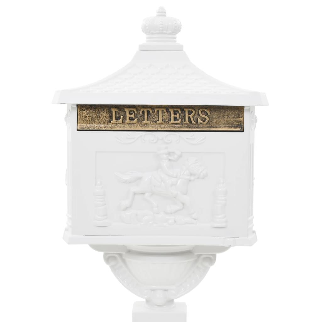 Boîte aux lettres sur pied Aluminium Vintage Antirouille Blanc