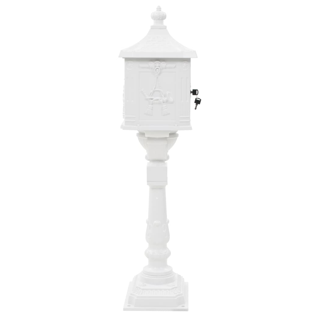 Boîte aux lettres sur pied Aluminium Vintage Antirouille Blanc