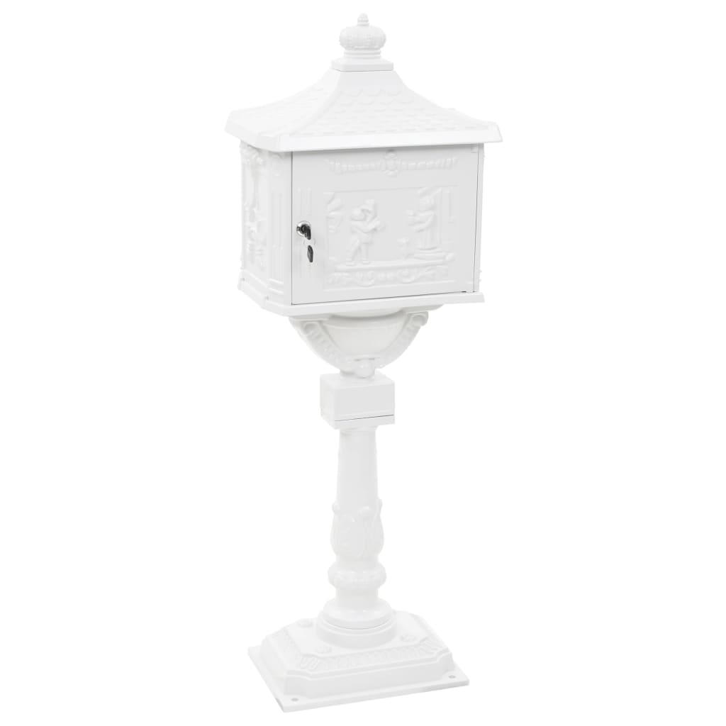 Boîte aux lettres sur pied Aluminium Vintage Antirouille Blanc