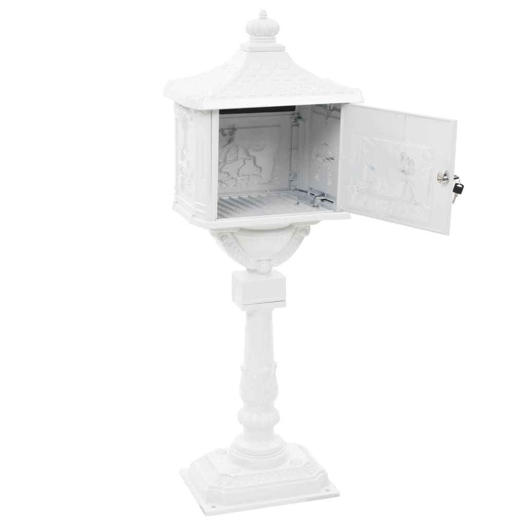 Boîte aux lettres sur pied Aluminium Vintage Antirouille Blanc