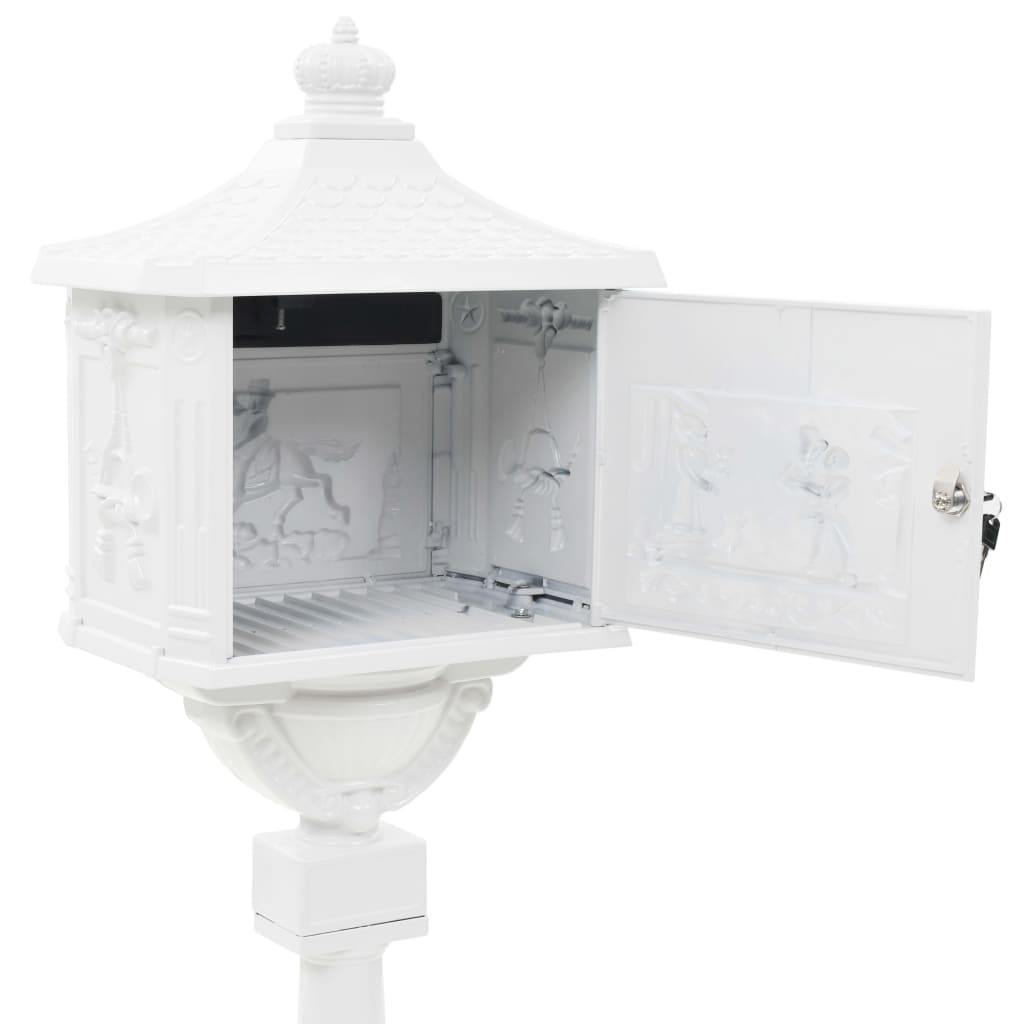 Boîte aux lettres sur pied Aluminium Vintage Antirouille Blanc