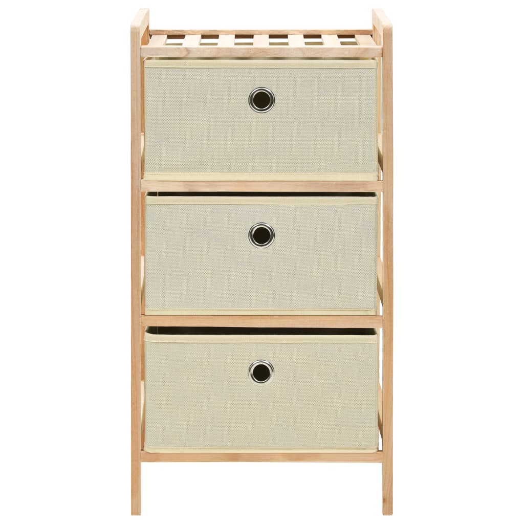 Étagère de rangement 3 paniers Tissu Bois de cèdre Beige