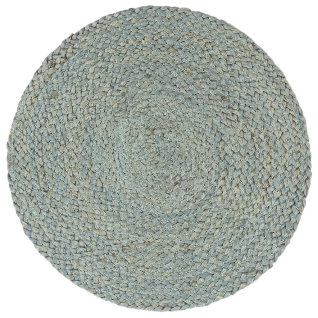 Napperons 6 pcs Vert olive Plain 38 cm Rond Jute