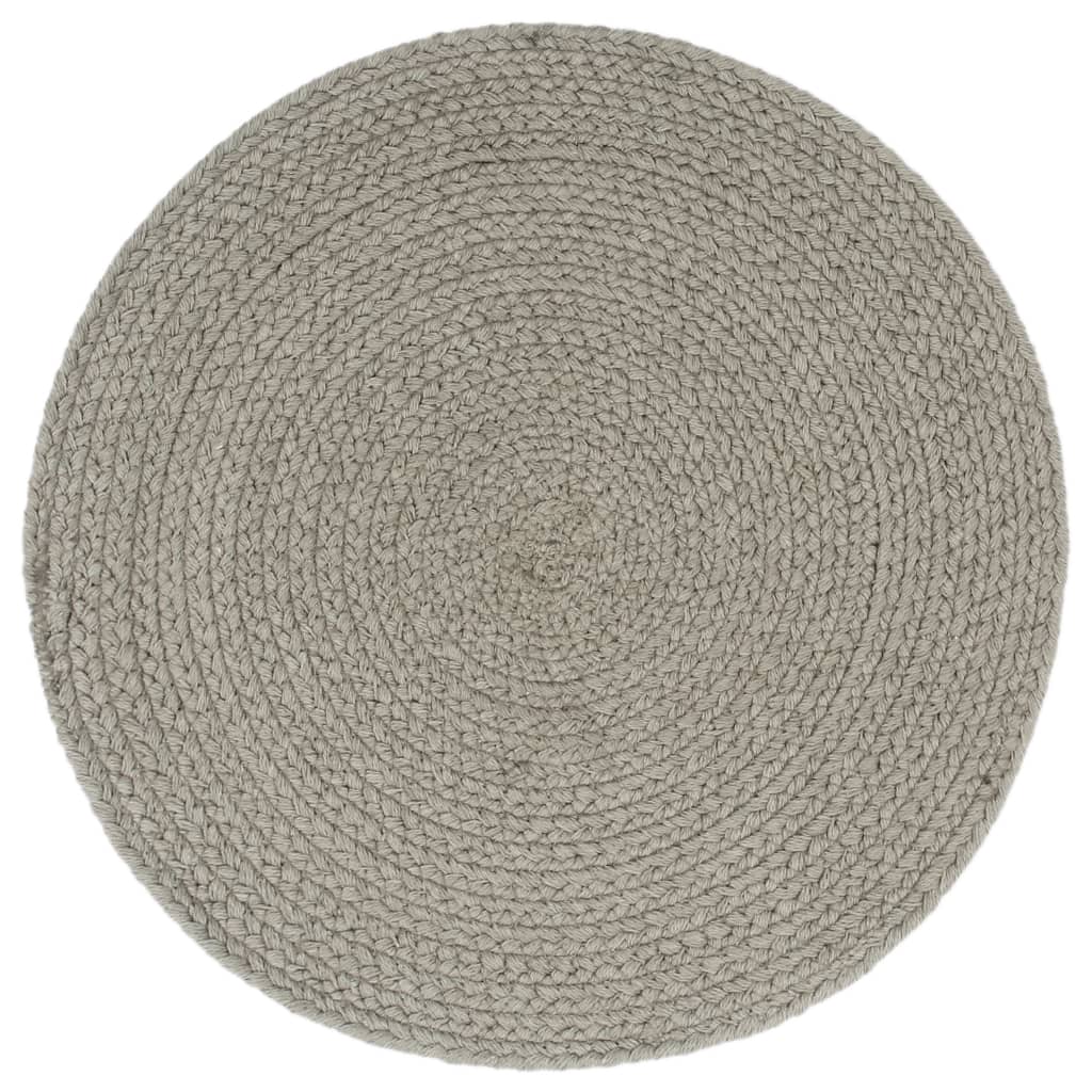 Napperons 4 pcs Gris Plain 38 cm Rond Coton