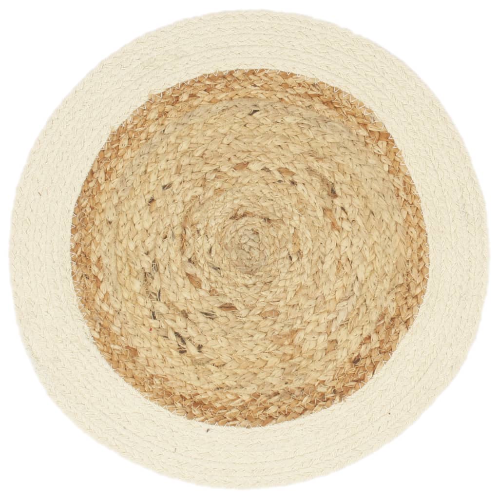 Napperons 6 pcs Naturel Plain 38 cm Rond Jute et coton