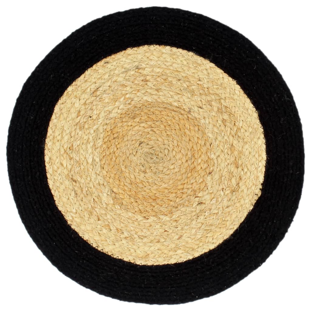 Napperons 6 pcs Naturel et noir 38 cm Jute et coton