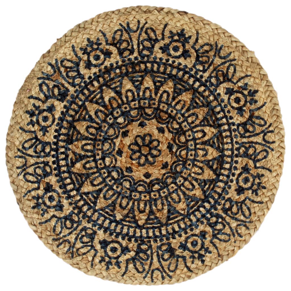 Napperons 4 pcs Bleu foncé 38 cm Rond Jute