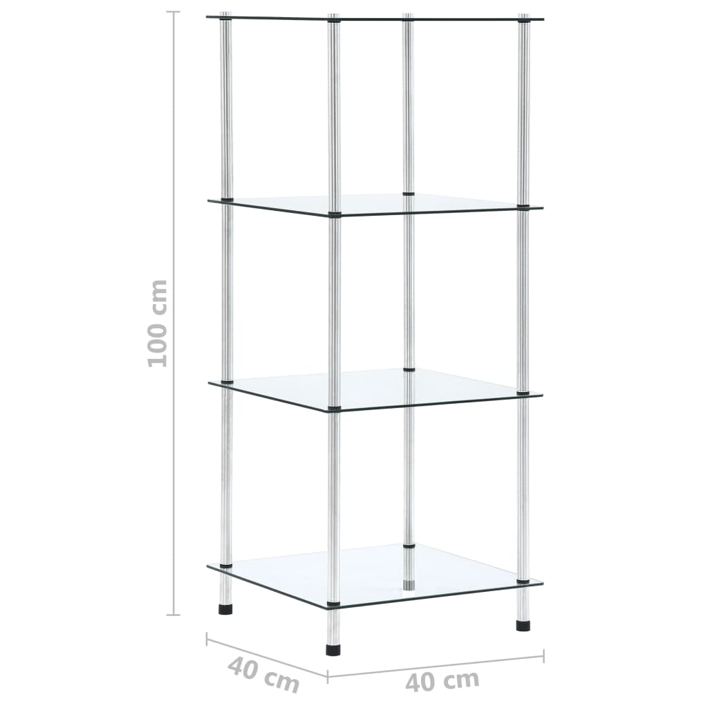 Étagère 4 niveaux Transparent 40x40x100 cm Verre trempé