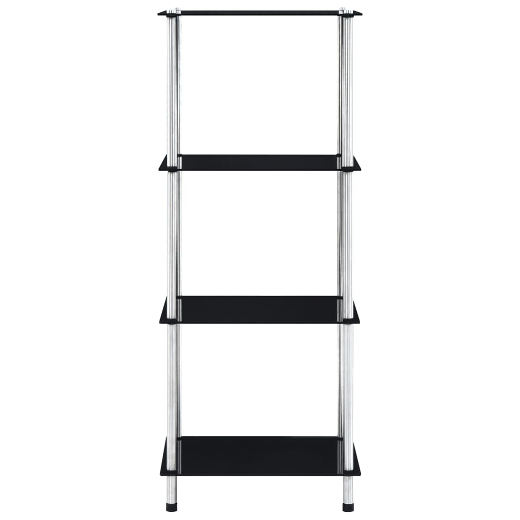 Étagère 4 niveaux Noir 40x40x100 cm Verre trempé