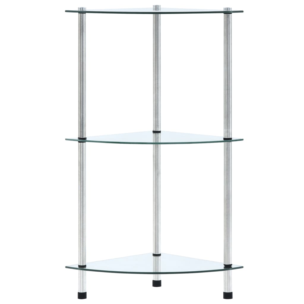 Étagère 3 niveaux Transparent 30x30x67 cm Verre trempé