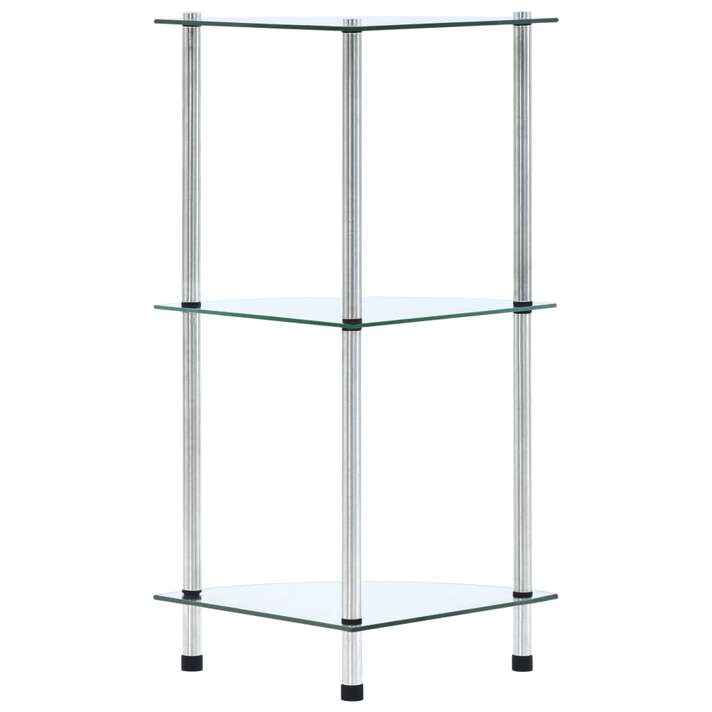 Étagère 3 niveaux Transparent 30x30x67 cm Verre trempé