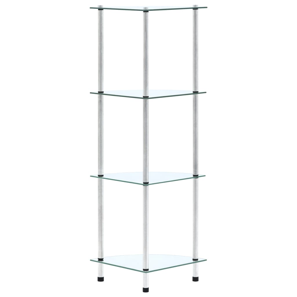 Étagère 4 niveaux Transparent 30x30x100 cm Verre trempé