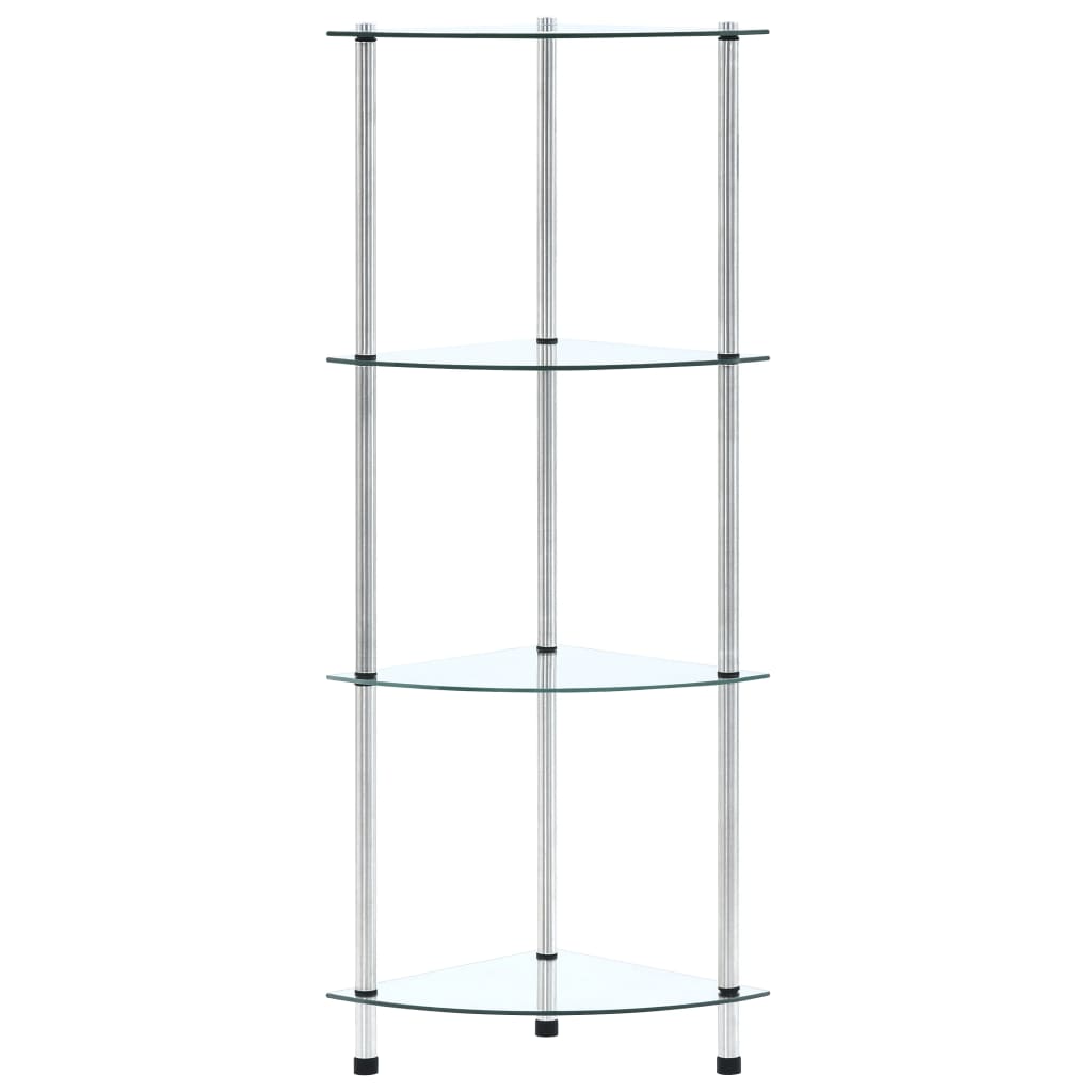 Étagère 4 niveaux Transparent 30x30x100 cm Verre trempé