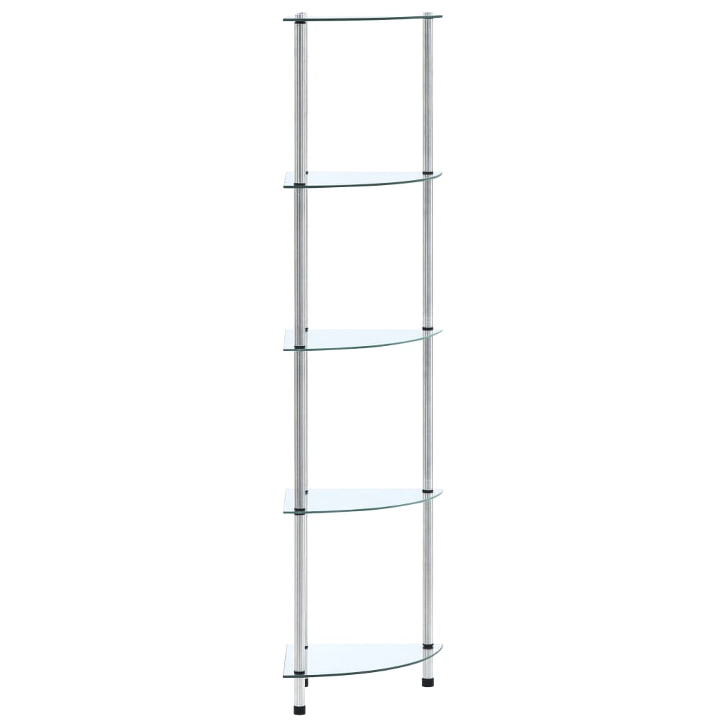 Étagère 5 niveaux Transparent 30x30x130 cm Verre trempé