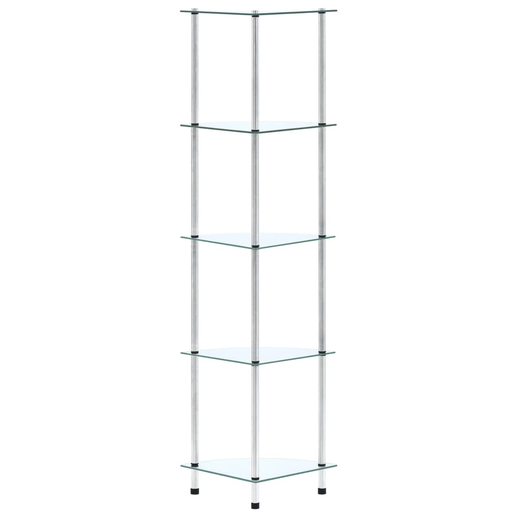 Étagère 5 niveaux Transparent 30x30x130 cm Verre trempé