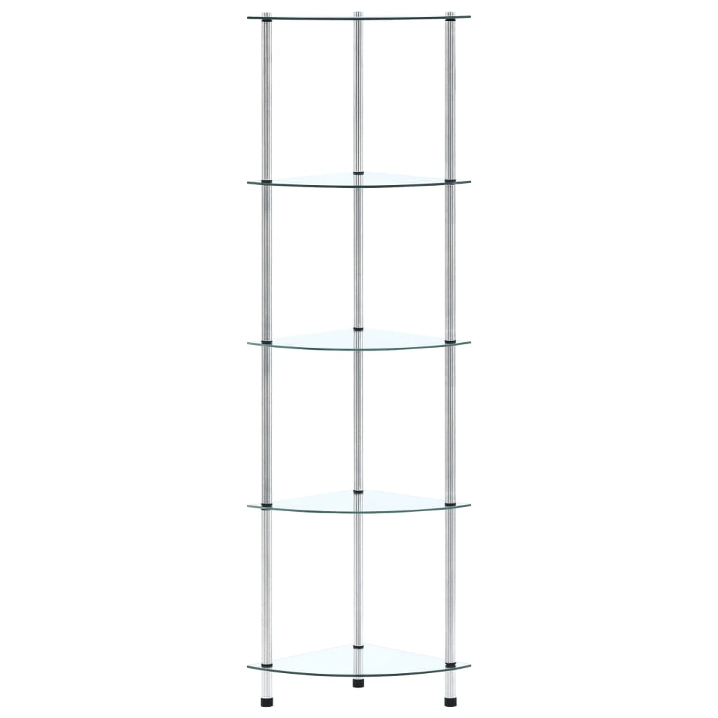 Étagère 5 niveaux Transparent 30x30x130 cm Verre trempé