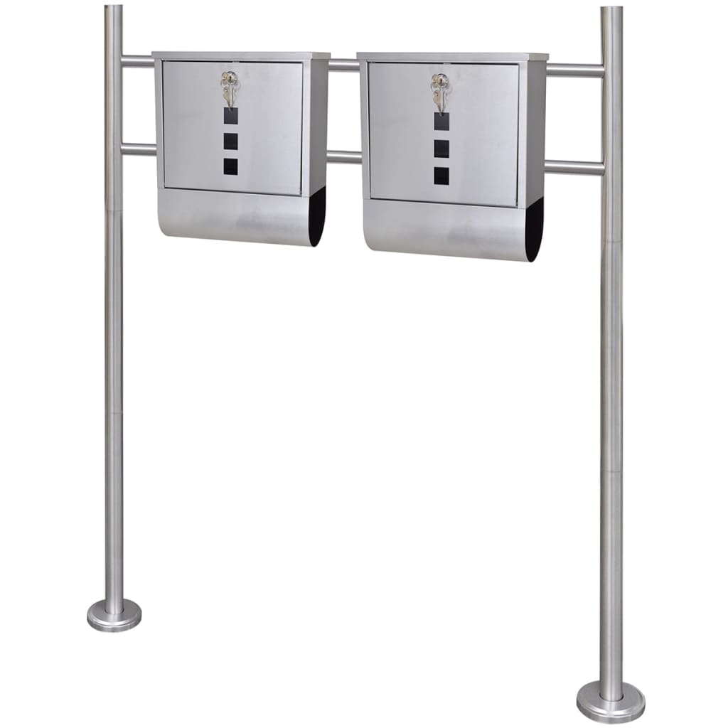 Double boîte à lettre sur support en acier inoxydable
