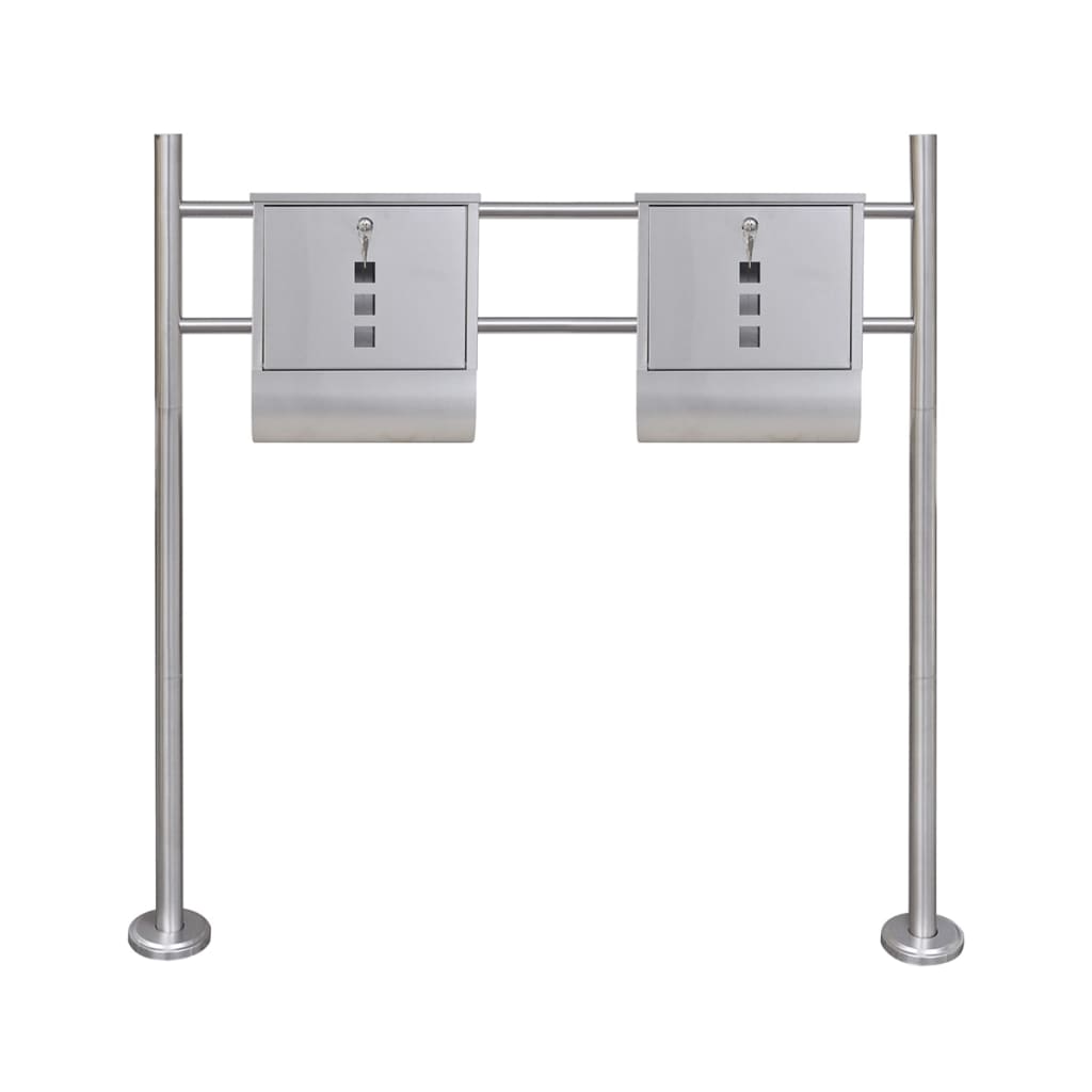 Double boîte à lettre sur support en acier inoxydable