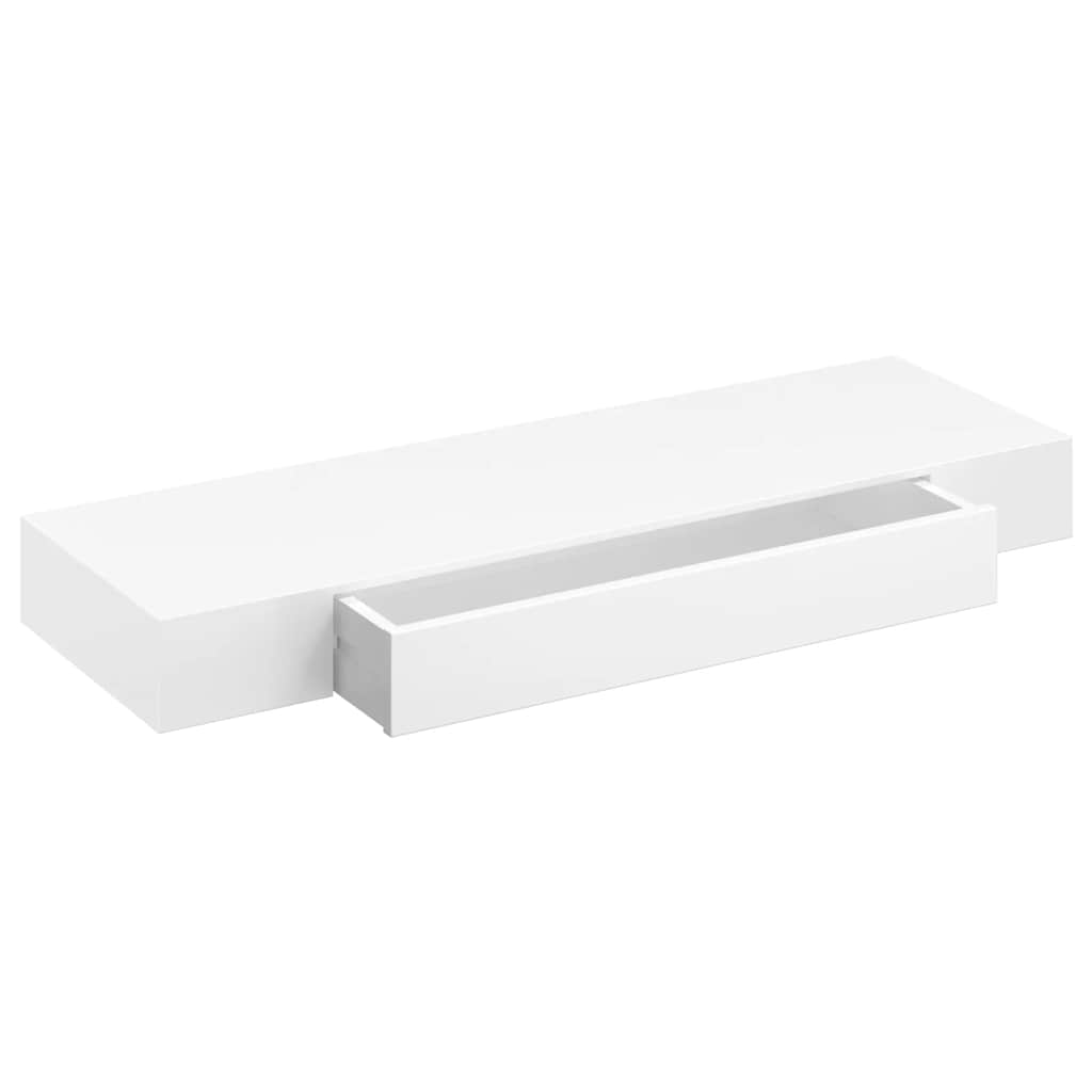 Étagère murale avec 1 tiroir MDF Blanc Rangement de livres/DVD