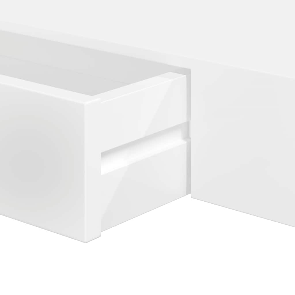 Étagère murale avec 1 tiroir MDF Blanc Rangement de livres/DVD