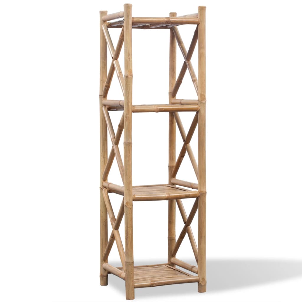 Étagère à 4 niveaux carré bambou