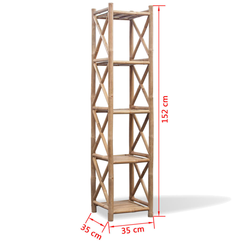 Étagère à 5 niveaux carré bambou