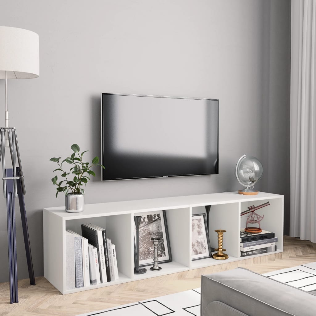 Bibliothèque/Meuble TV Blanc 143x30x36 cm