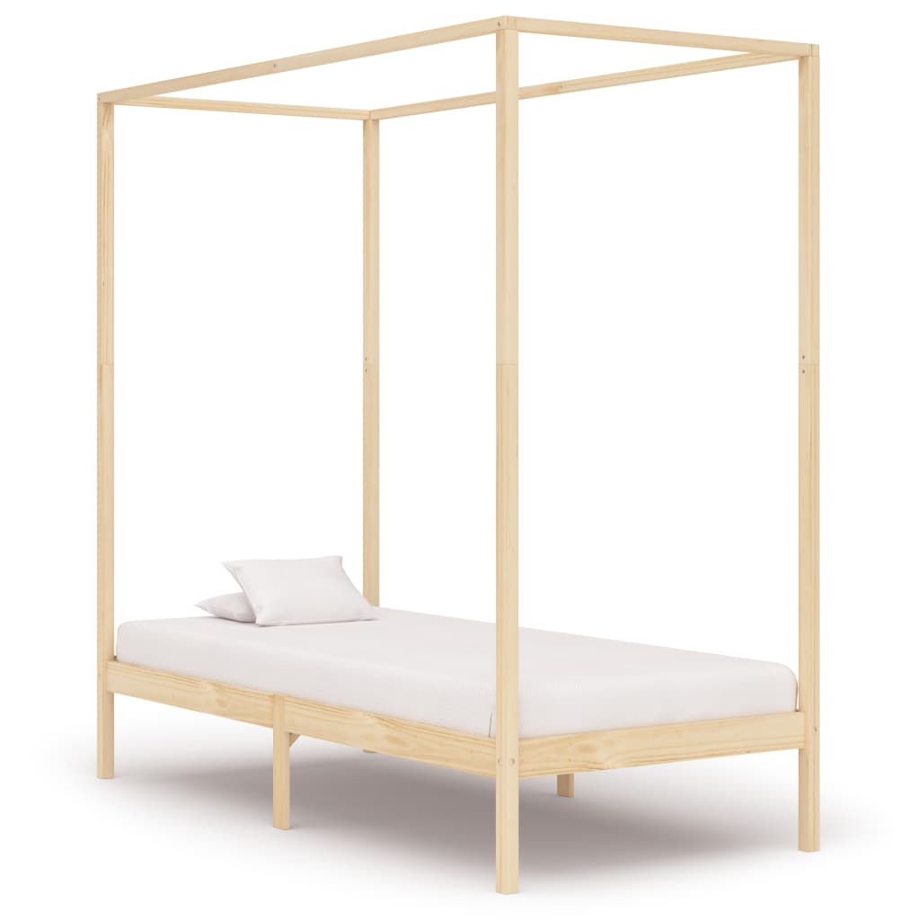 Cadre de lit à baldaquin sans matelas bois massif 90x200 cm