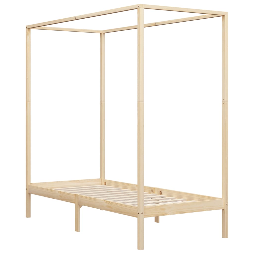 Cadre de lit à baldaquin sans matelas bois massif 90x200 cm