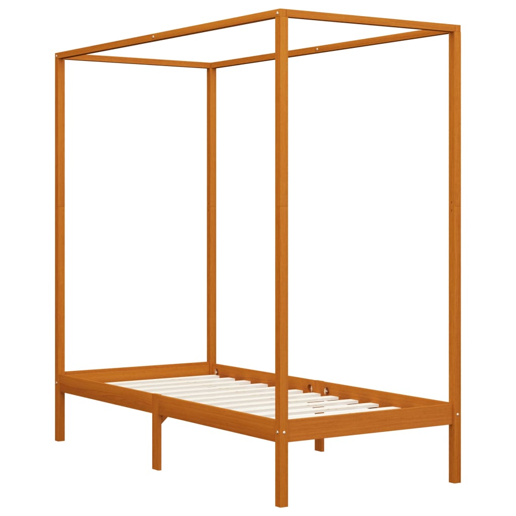 Cadre de lit à baldaquin sans matelas bois massif 90x200 cm