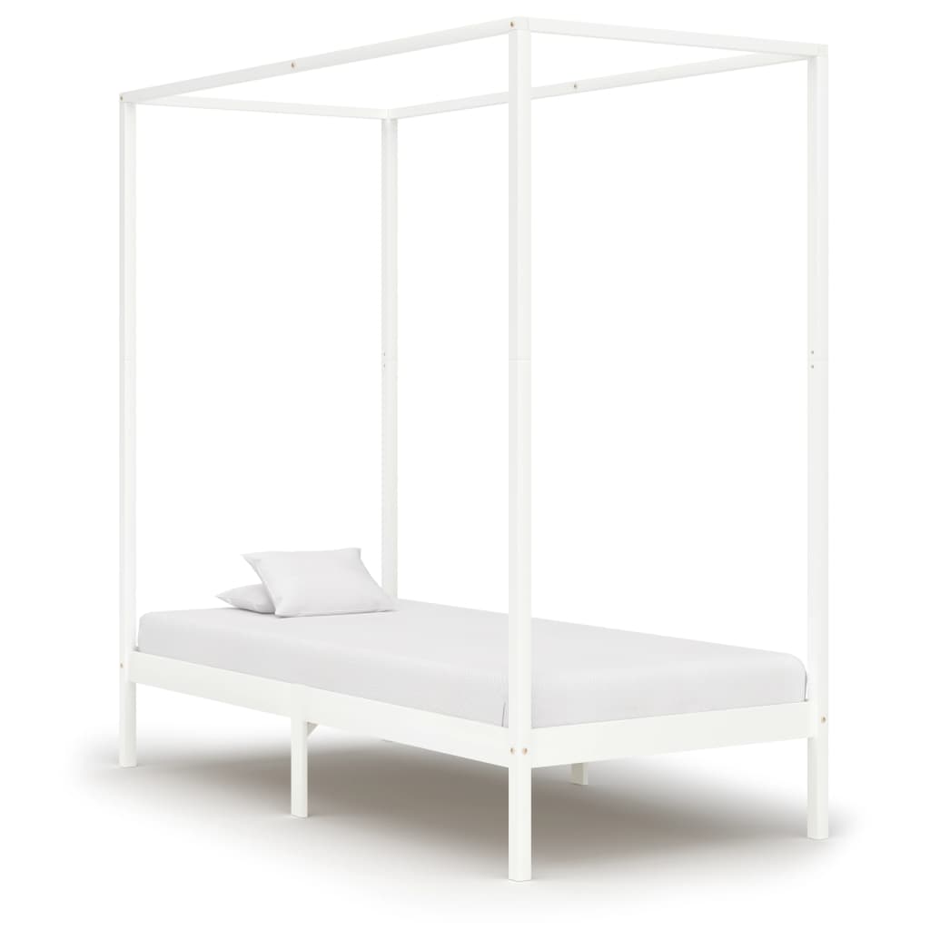 Cadre de lit à baldaquin sans matelas bois massif 100x200 cm