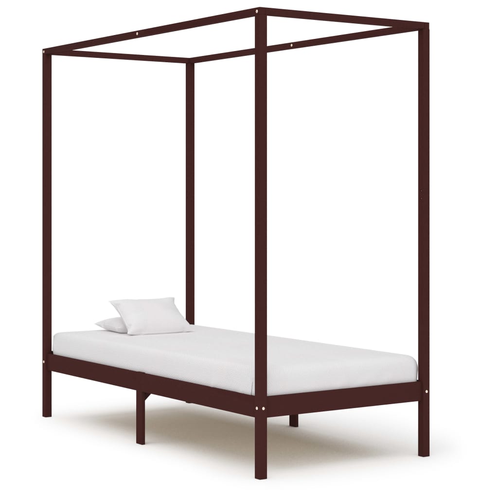 Cadre de lit à baldaquin sans matelas bois massif 90x200 cm