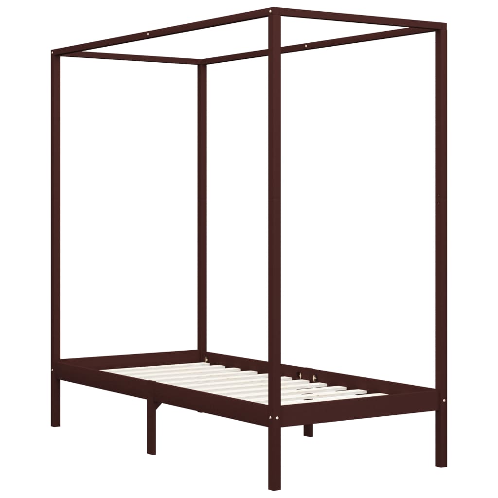 Cadre de lit à baldaquin sans matelas bois massif 90x200 cm