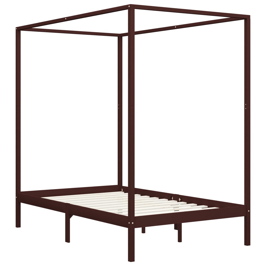 Cadre de lit à baldaquin sans matelas bois massif 120x200 cm