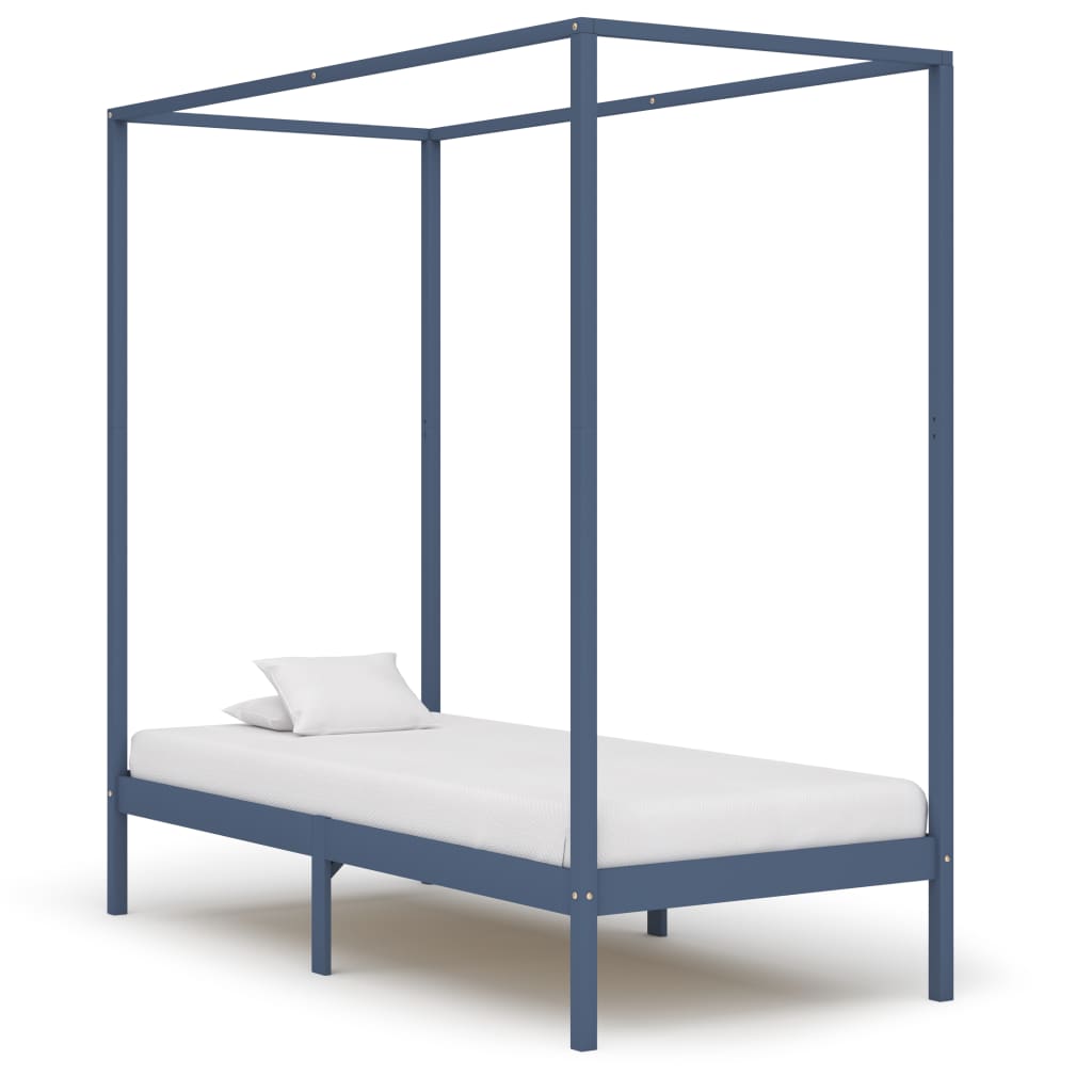 Cadre de lit à baldaquin sans matelas bois massif 100x200 cm
