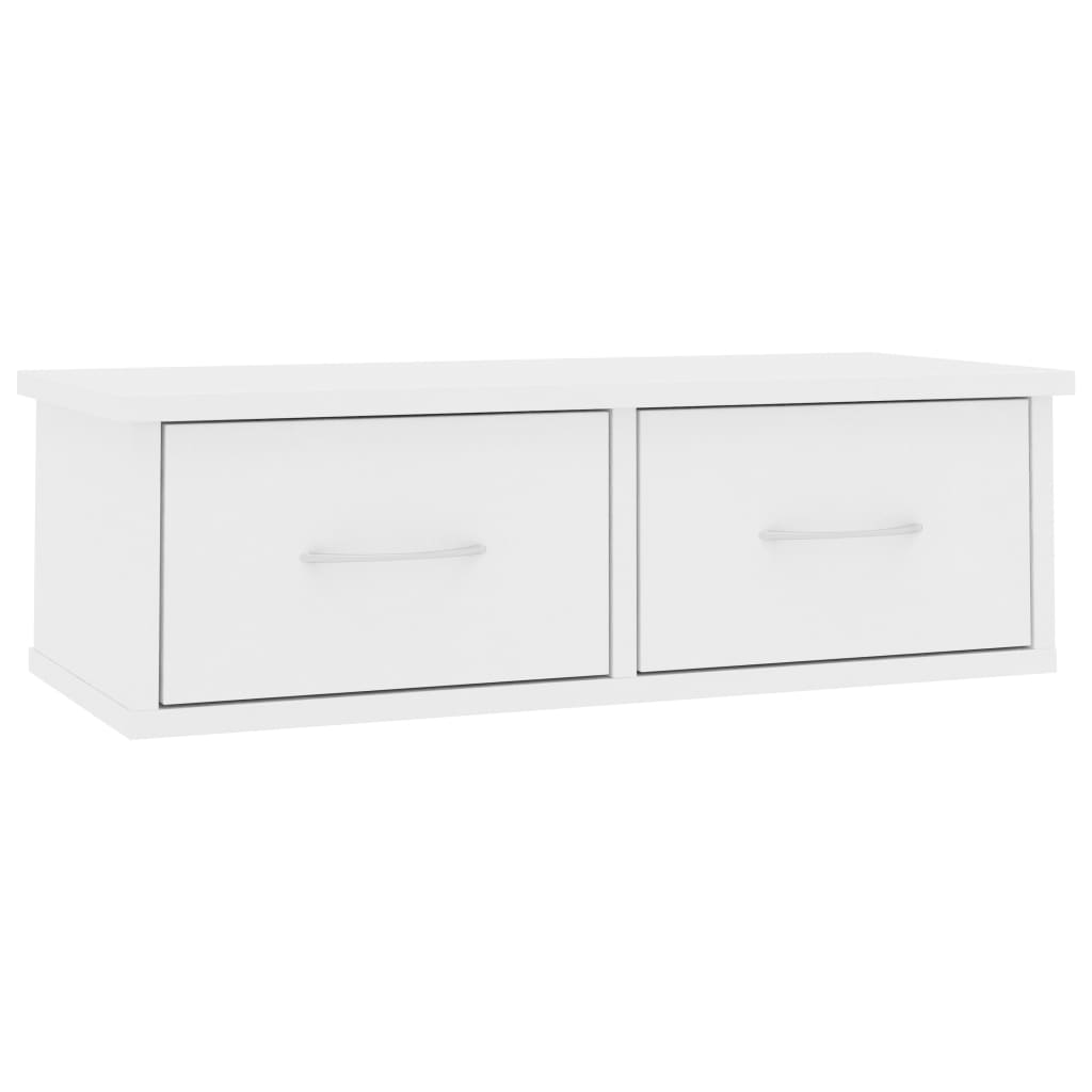 Étagère murale et tiroirs Blanc 60x26x18,5 cm Bois d'ingénierie
