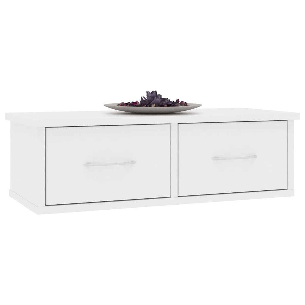 Étagère murale et tiroirs Blanc 60x26x18,5 cm Bois d'ingénierie
