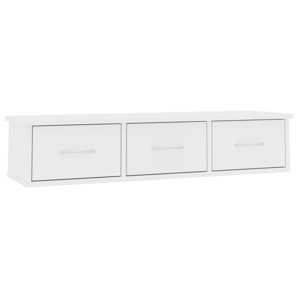 Étagère murale avec tiroirs Blanc 88x26x18,5 cm bois ingénierie