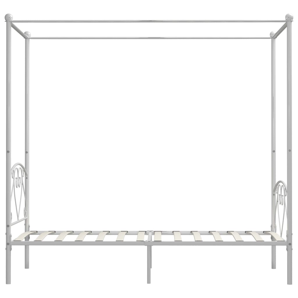 Cadre de lit à baldaquin sans matelas blanc métal 90x200 cm