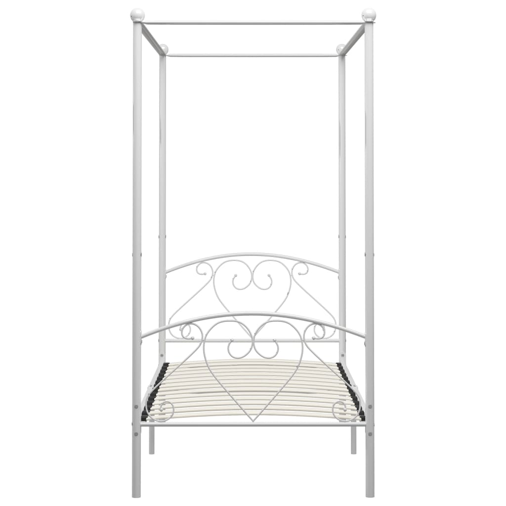 Cadre de lit à baldaquin sans matelas blanc métal 100x200 cm