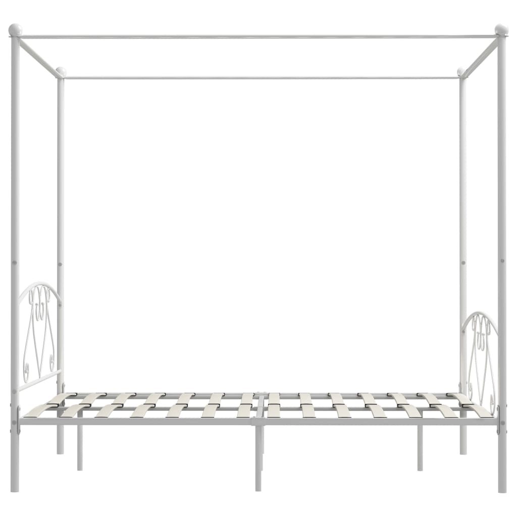 Cadre de lit à baldaquin Blanc 160x200 cm Métal