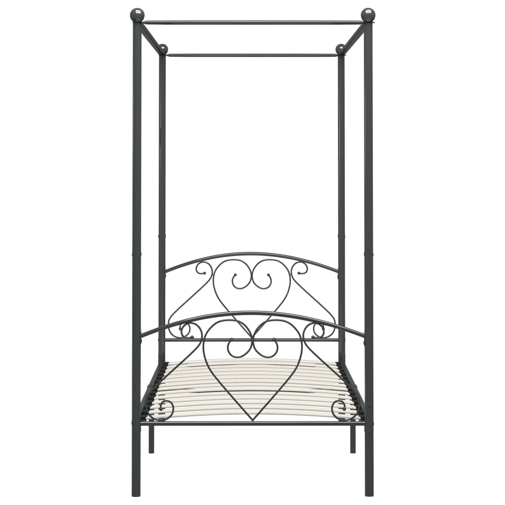 Cadre de lit à baldaquin sans matelas gris métal 90x200 cm