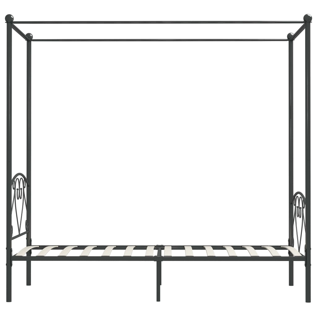 Cadre de lit à baldaquin sans matelas gris métal 120x200 cm