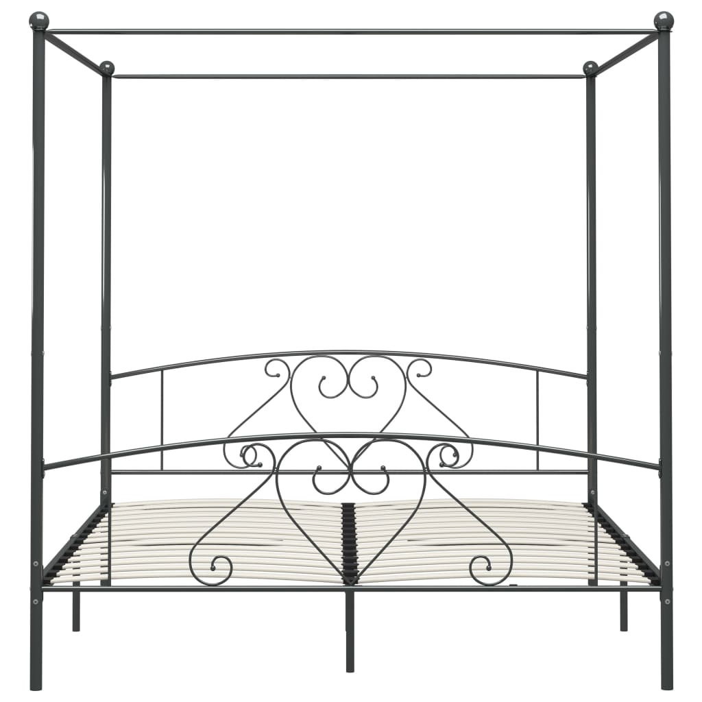 Cadre de lit à baldaquin sans matelas gris métal 180x200 cm
